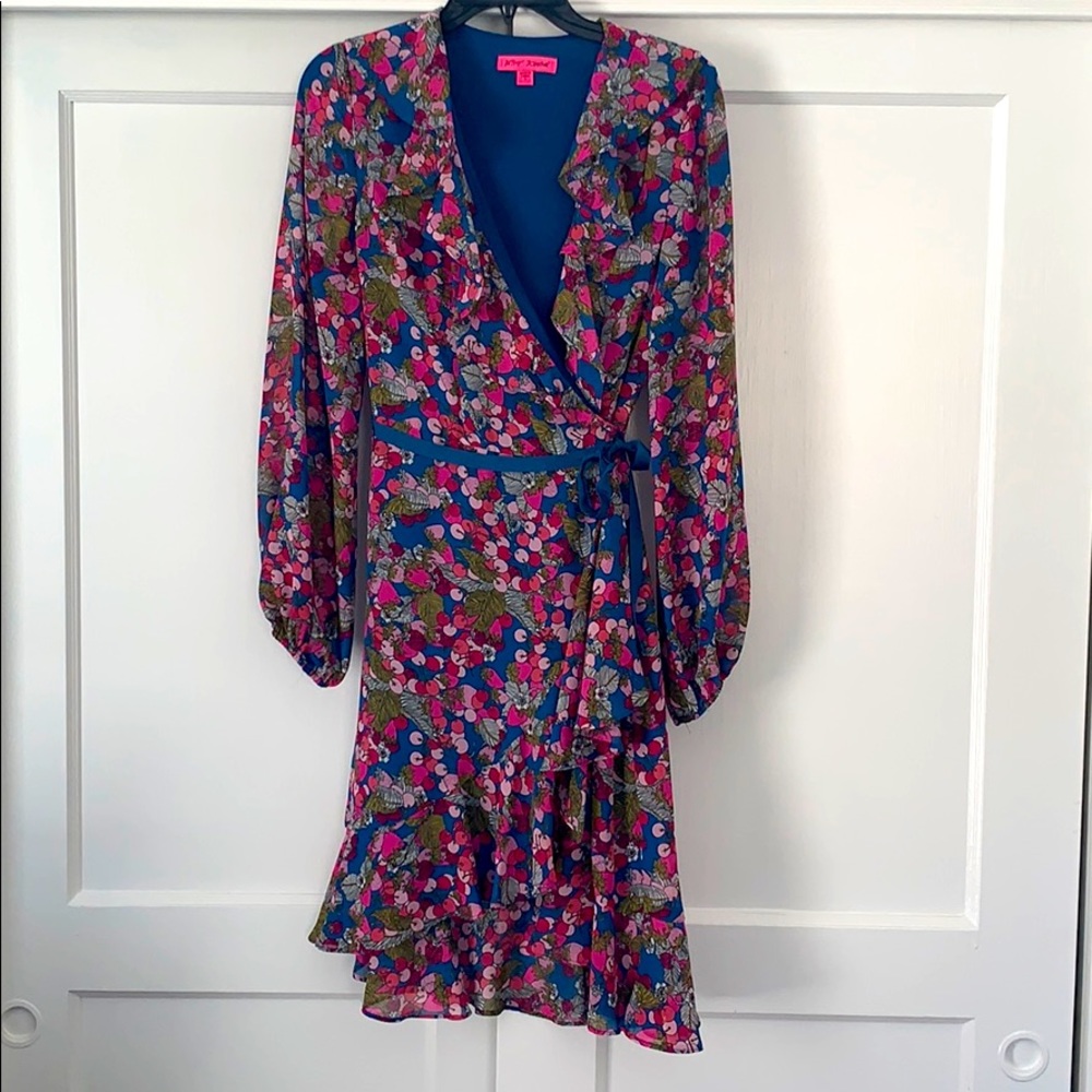 Betsy Johnson cherry print wrap dress